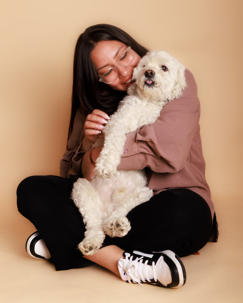 Neutral beige studio portrait for dogs
