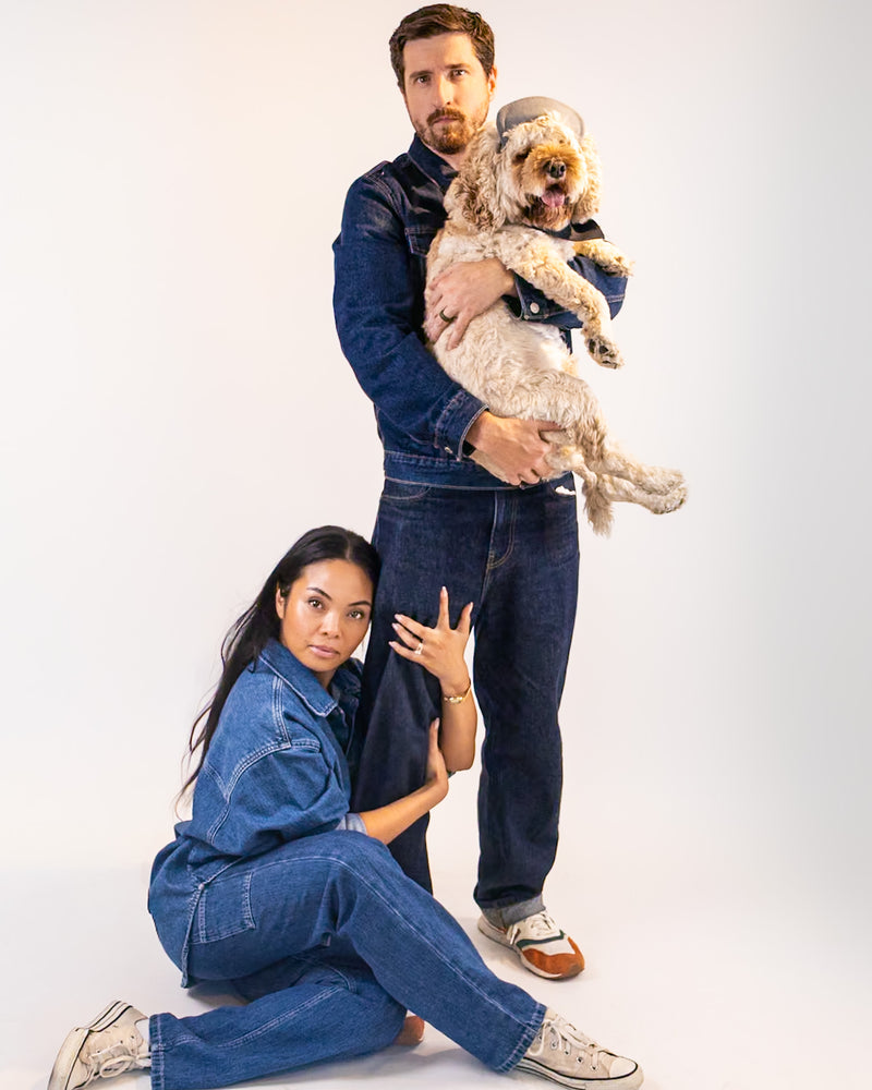 Professional dog photography with a minimalist white backdrop
